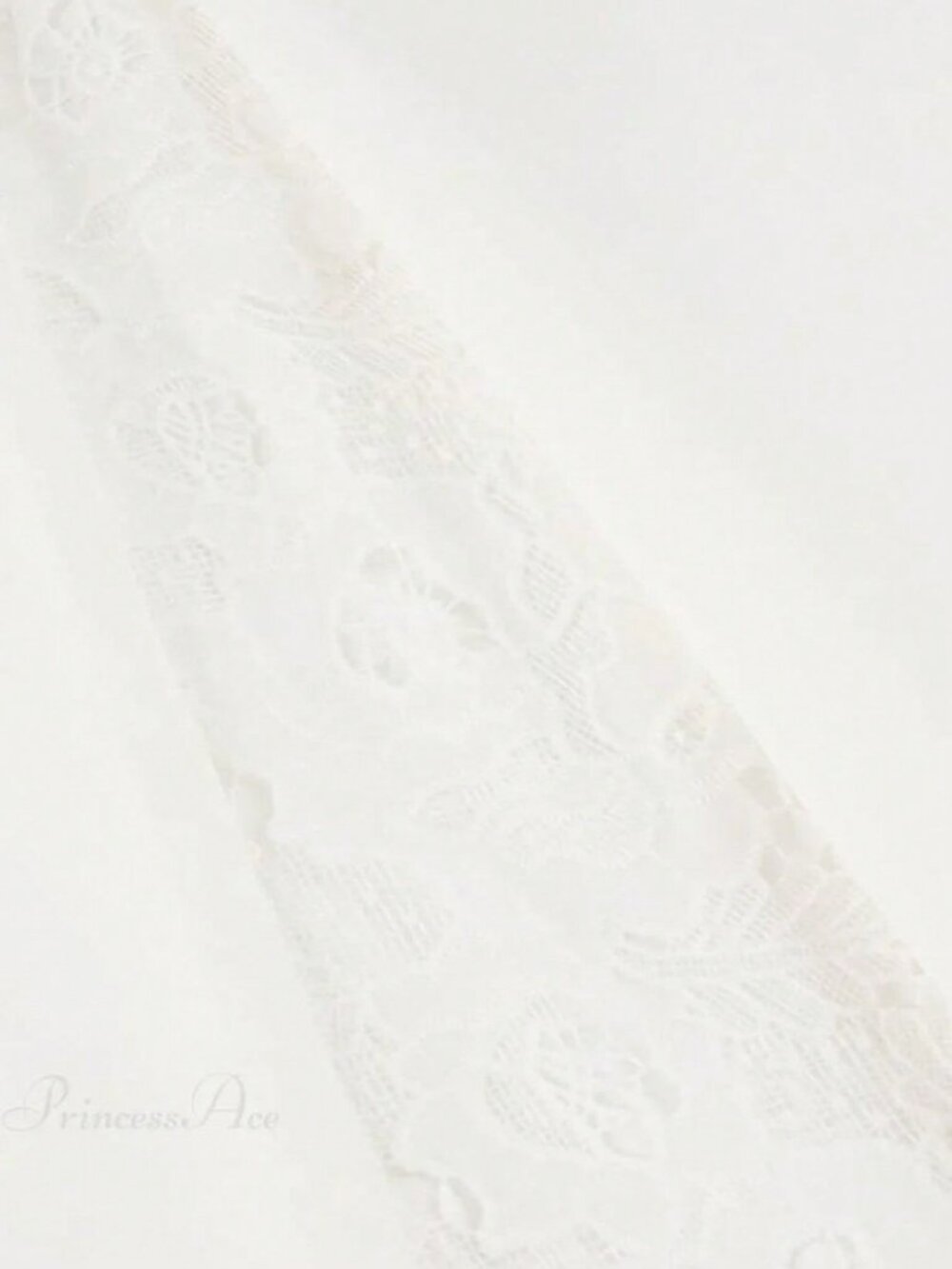 White Elegant Women's Lace Patchwork Overlocked Hem Skirt - Picture 4 of 4